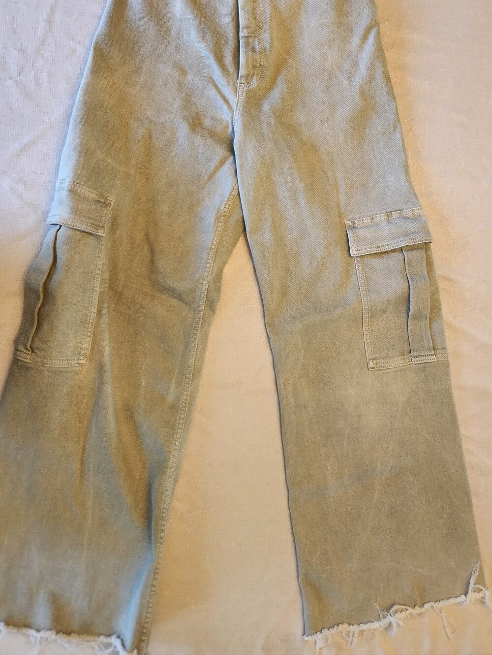 Zara Wide Leg Olive Green Cargo Jeans